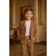 Erkek Çocuk Keten Ceket Pantolon 3'lü Takım