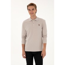 U.S. Polo Assn. Erkek Regular Fit Polo Yaka Taş Basic Sweatshirt 50313772-VR049