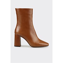 Naturel Deri Kadın Klasik Bot