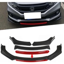 Vw Jetta 1998-2005 Kırmızı Şeritli Renkli Ön Ek Ön Lip Piona Black 4 Prç