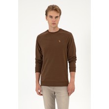 U.S. Polo Assn. Erkek Regular Fit Bisiklet Yaka Kahverengi İnce Basic Sweatshirt 50313752-VR029