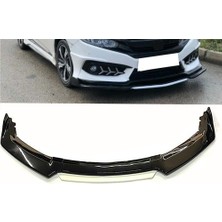 Vw Jetta 2005-2010 Beyaz Şeritli Renkli Ön Ek Ön Lip Piona Black 4 Prç