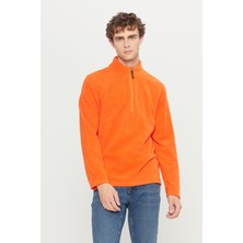 Altınyıldız Classics Erkek Turuncu Anti-pilling Tüylenme Yapmayan Standart Fit Dik Yaka Soğuk Geçirmez Polar Sweatshirt
