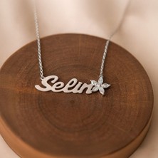 Lotus Çiçeği Isimli Beyaz Gümüş Kolye