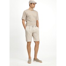 Kiğılı 6 Drop Regular Fit Standart Kesim Likralı Çizgili Pileli Gofre Bermuda Şort