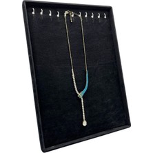 Süet Kumaş Siyah Renk 34/24 cm Ayaklı Kolye Sergileme Standı