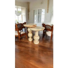 Simillo Home & Living Naturel Renk Masif Ahşap Yan Sehpa – 2’li Doğal Zigon Sehpa ve Fiskos Takımı