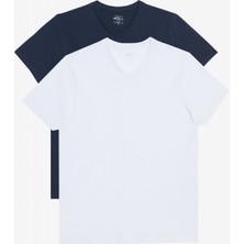 Altınyıldız Classics 2'li Slim Fit Dar Kesim V Yaka %100 Pamuk Tişört