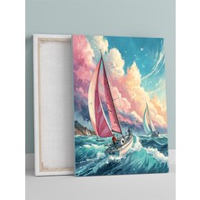 Sailing Symphony, Yelken Senfonisi, Dijital Sanat Deniz Manzaralı Kanvas Tablo - Tuval Tablo