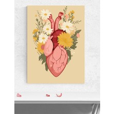 Floral Heart, Çiçek Kalp, Illüstrasyon Sanatsal Poster - Afiş - Dekorasyon