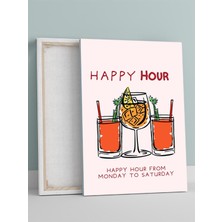 Happy Hour, Mutlu Saat, Çizim Sanatı Mutfak Kanvas Tablo - Tuval Tablo