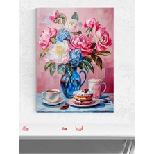 Bloom & Brew, Çiçek ve Kahve, Izlenimci Sanat Mutfak Poster - Afiş - Dekoratif Duvar Poster