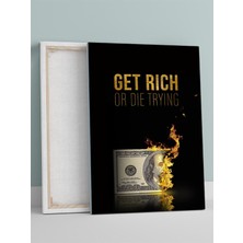 Burning Ambition, Yanan Para, Dolar Motivasyon Kanvas Tablo, Tuval, Ofis, Çalışma Odası Dekorasyon
