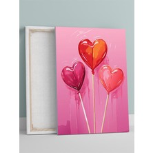 Heart Pops, Kalp Şekerleri Aşk Pop Art Kanvas Tablo - Tuval Tablo