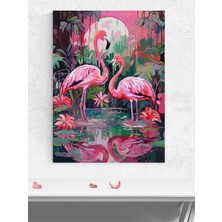 Flamingo Dreams, Flamingo Rüyaları, Tropikal Sanat Poster - Afiş - Dekoratif Duvar Poster