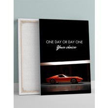 Day One Drive, Bir Gün Lüks Araba Motivasyon Kanvas Tablo, Tuval, Ofis, Çalışma Odası Dekorasyon