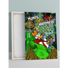 Money Happiness, Para Mutluluğu Alır, Zenginlik, Motivasyon Kanvas Tablo, Tuval, Ofis,çalışma Odası