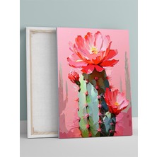 Bloom Burst, Pembe Kaktüs Patlaması Empresyonizm Kanvas Tablo - Tuval Tablo