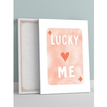 Lucky Me, Şanslı Ben Motivasyon Kanvas Tablo, Tuval, Ofis, Çalışma Odası Dekorasyon