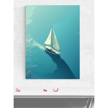 Sailing Serenity, Yelken Huzuru, Dijital Sanat Deniz Manzaralı Poster - Afiş, Dekoratif Duvar Poster