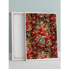 Crimson Garden, Kızıl Bahçe, Çiçek Desen Sanatı Kanvas Tablo - Tuval Tablo