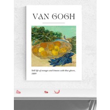 Van Gogh - Blue Gloves, Turuncu ve Mavi Fırça Darbeleri Sanatsal Poster, Afiş,dekoratif Duvar Poster
