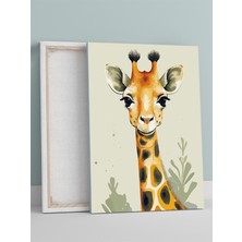 Zürafa Bakışı Bebek Odası Kanvas Tablo, Kreş Çocuk Odası Tuval, Dekorasyon, Yenidoğan Hediye