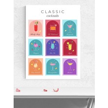 Classic Cocktails, Klasik Kokteyller, Grafik Tasarım Mutfak Poster - Afiş - Dekoratif Duvar Poster