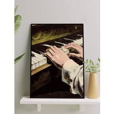 Piano Touch, Piyano Dokunuşu Piyanist Çerçeveli Tablo - Çerçeveli Poster, Sanatsal Dekorasyon