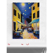 Moonlit Bistro, Ay Işığında Gece Bistro Empresyonizm Sanatsal Poster - Afiş - Dekorasyon