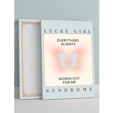 Lucky Girl, Şanslı Kız, Manifest, Olumlama, Mantra, Spiritüel, Meditasyon Kanvas Tablo - Tuval Tablo