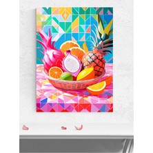 Tropical Burst, Tropikal Meyveler Kübist Sanat Mutfak Poster - Afiş - Dekoratif Duvar Poster