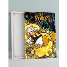 Zengin Ördek Rüyası, Para Altın Motivasyon Kanvas Tablo, Tuval, Ofis, Çalışma Odası Dekorasyon