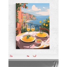 Pasta By The Sea, Deniz Kenarında Makarna Dijital Sanat Mutfak Poster - Afiş - Dekoratif Duvar