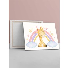 Gökkuşağı Zürafası Çocuk, Bebek Odası Kanvas Tablo - Dekorasyon Tuval