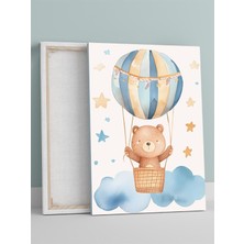 Göğe Yolculuk Erkek Bebek Odası Kanvas Tablo, Kreş Çocuk Odası Tuval, Dekorasyon, Yenidoğan Hediye