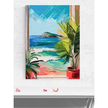 Seaside Serenity, Sahilde Huzur Soyut Sanat Deniz Manzaralı Poster - Afiş - Dekoratif Duvar Poster