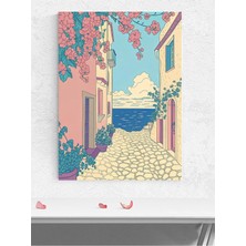 Seaside Stroll, Sahilde Yürüyüş, Vektörel Sanat Deniz Manzaralı Poster, Afiş, Dekoratif Duvar Poster