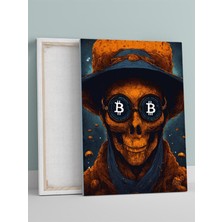 Crypto, Kripto Para Bitcoin Iskelet Motivasyon Kanvas Tablo, Tuval, Ofis, Çalışma Odası Dekorasyon