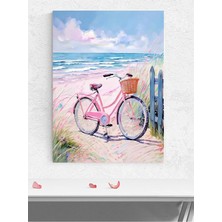 Pink Ride, Pembe Sürüş Bisiklet Sanat Deniz Manzaralı Poster - Afiş - Dekoratif Duvar Poster