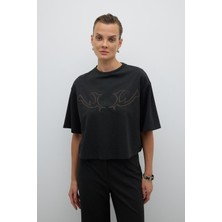 Nakışlı T-Shirt K. Antrasit K2623828_286