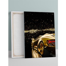 Golden Speed, Altın Hız Lüks Araba Motivasyon Kanvas Tablo, Tuval, Ofis, Çalışma Odası Dekorasyon