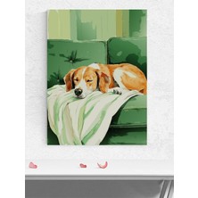 Cozy Nap, Rahat Uyuyan Köpek Dijital Sanat Poster - Afiş - Dekoratif Duvar Poster