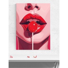 Woman Lip Pop, Kadın Dudak Şeker Lolipop Pop Art Sanatsal Poster - Afiş - Dekorasyon