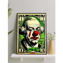 Clown's Bank, Palyaço Bankası Para Motivasyon Çerçeveli Tablo, Çerçeveli Poster, Ofis, Çalışma Odası
