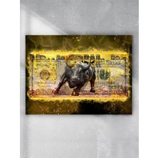 Bull, Yükselen Boğa, Para, Zenginlik, Servet, Dolar Motivasyon Poster - Afiş - Ofis, Çalışma Odası