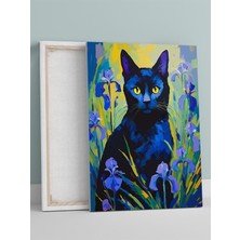 Midnight Iris, Gece Irisi Kedi Ekspresyonizm Kanvas Tablo - Tuval Tablo