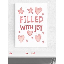 Neşeli Kalpler Kız Çocuk, Bebek Odası Kanvas Tablo - Dekorasyon Tuval