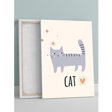 Kedinin Kalbi Bebek Odası Kanvas Tablo, Kreş Çocuk Odası Tuval, Dekorasyon, Yenidoğan Hediye