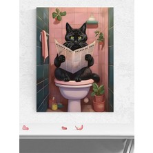 Cat News, Tuvalet Kedi Gazetesi Dijital Sanat Poster - Afiş - Dekoratif Duvar Poster